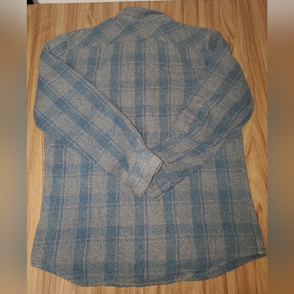 QuickSilver Modern Fit Mens Button Down Gray Plaid Long Sleeve Shirt Flannel - Picture 7 of 7